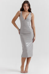 Madeleine Violet Ice Vinyl Midi Dress