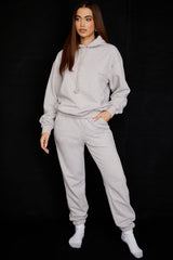 Halo Light Grey Cotton Fleece-Back Oversized Hoodie