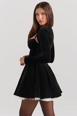 Harmony Black Stretch Velvet Cropped Bolero