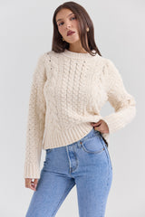 Jasper Cream Chunky Cable Knit Sweater - SALE