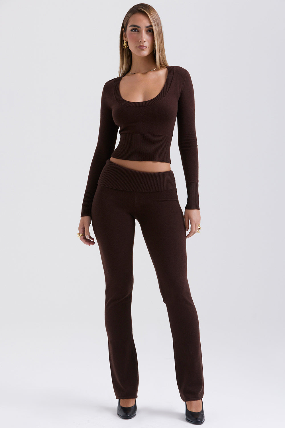 Ama Chocolate Cashmere Blend Trousers - SALE