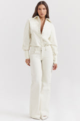 Marli Ivory Wide Leg Flared Jeans