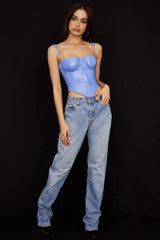 Melissa Cornflower Blue Vegan Leather Corset