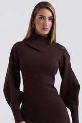 Adelita Chocolate Cashmere Blend Sweater - SALE