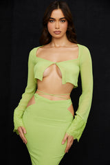 Tara Lime Green Georgette Cropped Top