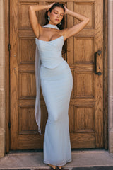 Cassidy Bluebell Fluted Hem Maxi Skirt