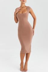 Mistress Rocks Clay Lace Back Midi Dress - SALE