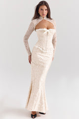 Perdita Ivory Metallic Jacquard Corset & Bolero