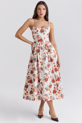 Lolita Italian Rose Print Cotton Corset Sundress