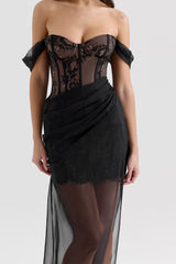 Debut Black Off Shoulder Lace Maxi Dress