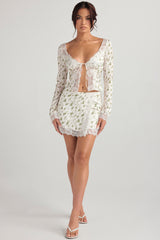 Noemie Garden Print Lace Trim Mini Skirt
