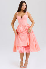 Adalyn Peach Broderie Anglais Midi Sundress