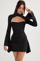 Toira Black Draped Corset Dress