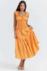 Phedra Tangerine Shirred Sundress