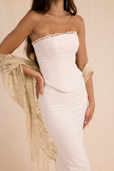 Livie White Cotton Broderie Strapless Corset Top