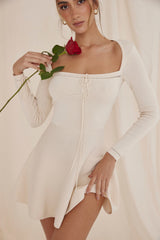 Caprice Cream Dainty Knit Mini Dress