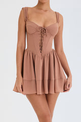 Mistress Rocks Cinnamon Lace Up Mini Dress - SALE