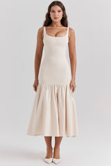 Amore Vintage Cream Dropped Waist Midi Dress