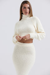 Nyala Cream Soft Boucle Knit Cropped Sweater - SALE