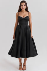 Mademoiselle Black Tulle Midi Dress