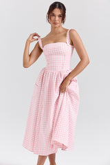 Vivien Strawberry Shortcake Gingham Midi Sundress