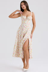 Carmen Ivory Meadow Print Cotton Bustier Sundress