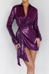 Mistress Rocks Grape Sequin Shirt Dress - SALE