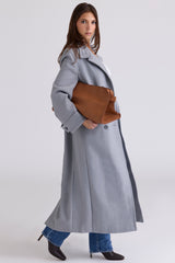 Sander Grey Double Breasted Funnel Neck Coat