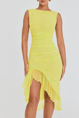 Mistress Rocks Lime Sorbet Ruffle Midi Dress - SALE