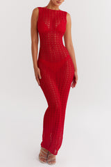 Mistress Rocks Red Knit Cover Up Maxi Dress - SALE
