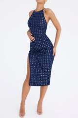 Mistress Rocks Marine Blue Beaded Midi Dress - SALE