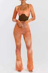 Mistress Rocks Orange Ombre Flared Trousers - SALE