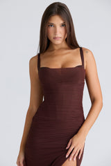 Lini Burgundy Stretch Mesh Maxi Dress