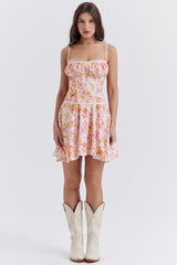 Alejandra Light Lavender Print Corset Dress