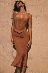 Mistress Rocks Caramel Midi Skirt With Brief - SALE