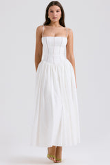 Ysabella White Cotton Maxi Sundress