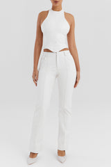 Mistress Rocks Ivory Vegan Leather Trousers - SALE