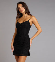 Spark Factor Rhinestone Mesh Mini Dress