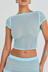 Mistress Rocks Seafoam Knit Open Back Ruffle Top - SALE