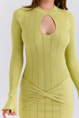Aziza Pistachio Long Sleeve Mini Dress