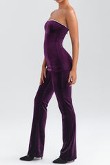 Mistress Rocks Aubergine Velvet Trousers - SALE