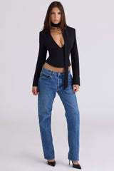 Danya Black Crepe Hourglass Corset Top