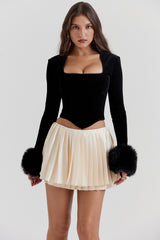 Emira Ivory Pleated Mini Skirt