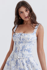 Chicca Blue Floral Print Top