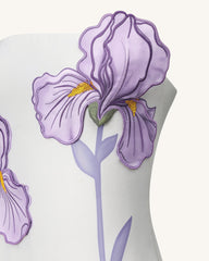 Slipper Orchid Appliqué Mini Dress - White