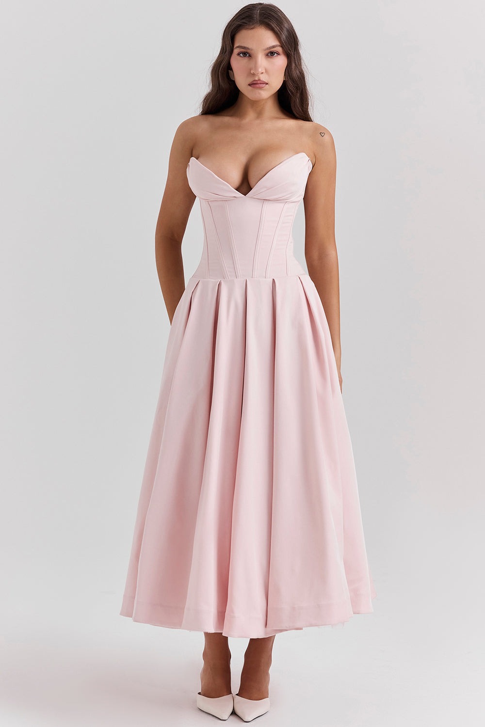 Lady Ballerina Pink Strapless Midi Dress