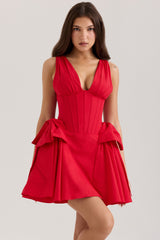 Amalia Red Cotton Bow Mini Dress
