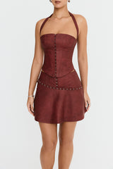 Mistress Rocks Cherry Vegan Leather Mini Skirt - SALE