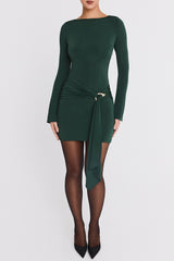 Mistress Rocks Evergreen Embellished Draped Mini Dress - SALE