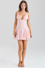 Samida Pink Satin Corset Mini Dress